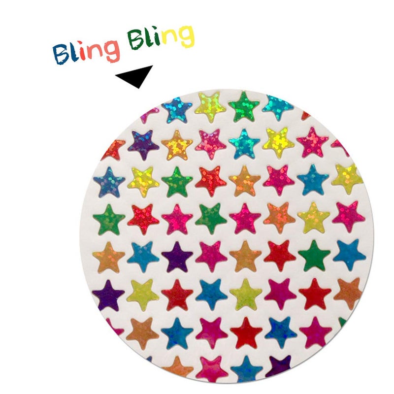 DOYIFun Pack of 1560pcs 1cm&1.3cm Self Adhesive Assorted Colors Laser Shiny Sparkle Star Stickers Kids Students Rewards Teachers Supplies(1cm&1.3cm) - Image 2